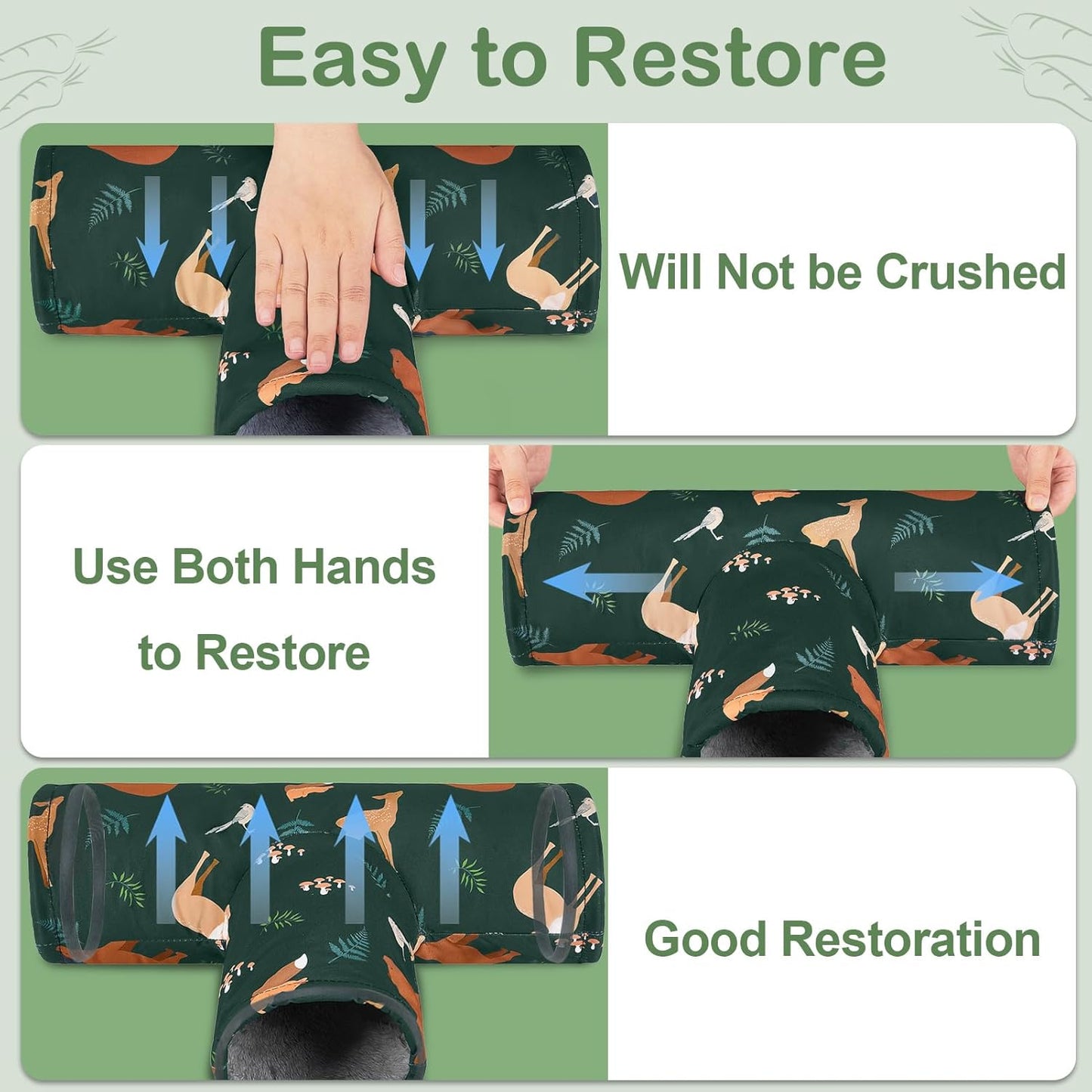 Glittme Guinea Pig Tunnel Washable Guinea Pigs Hideout Portable Rabbit Tunnels Soft Ferret Tunnel for Playing Resting Guinea Pig Accessories for Hedgehogs, Hamster, Dark Green Animals