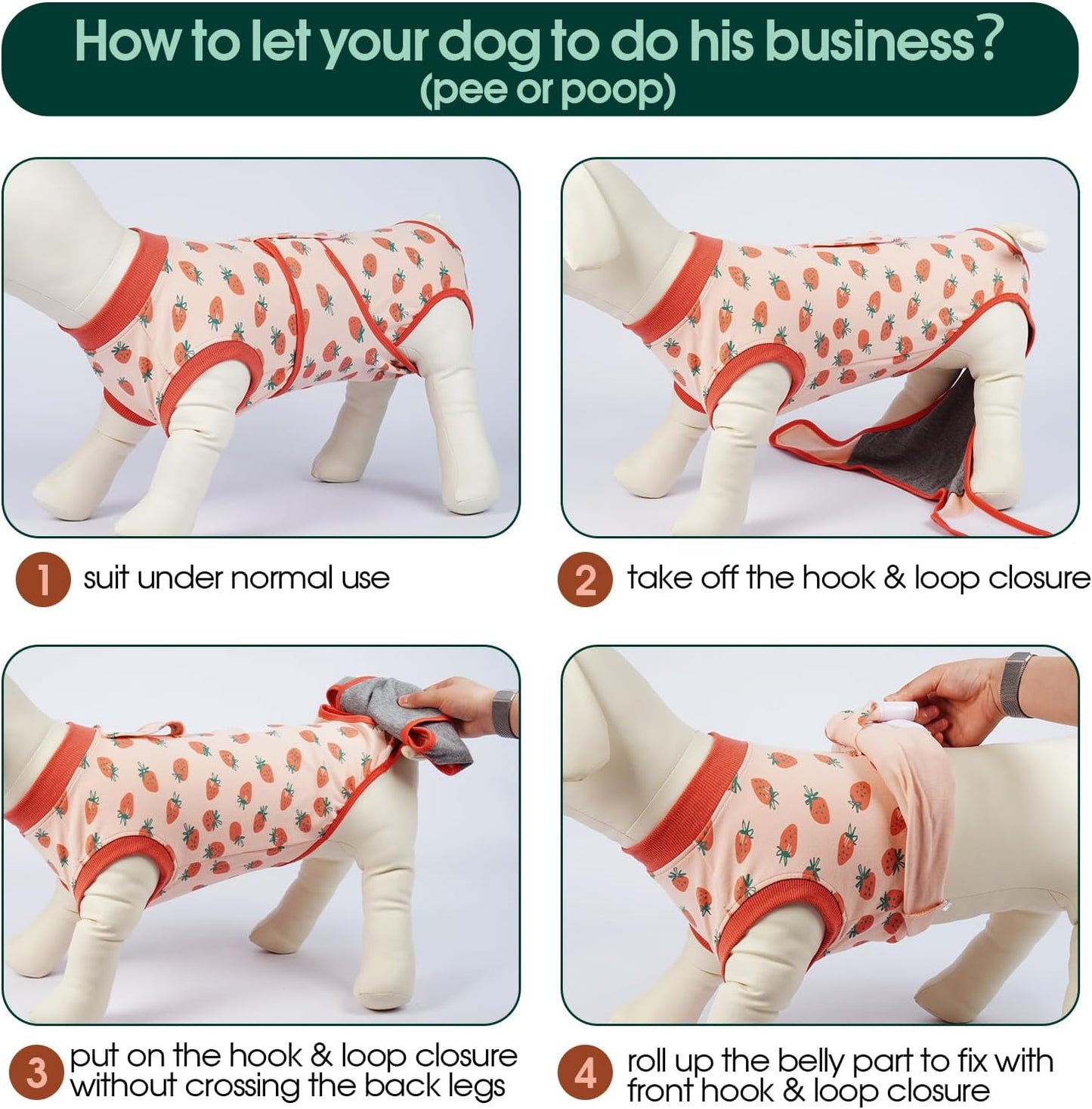 Kuoser Dog Recovery Suit for Female Male Dogs, Post-Surgery Bodysuit for Spay Neuter, Dog Onesie After Surgery, Anti-Licking Pet Surgical Recovery Suit, PinkStrawberry XXL