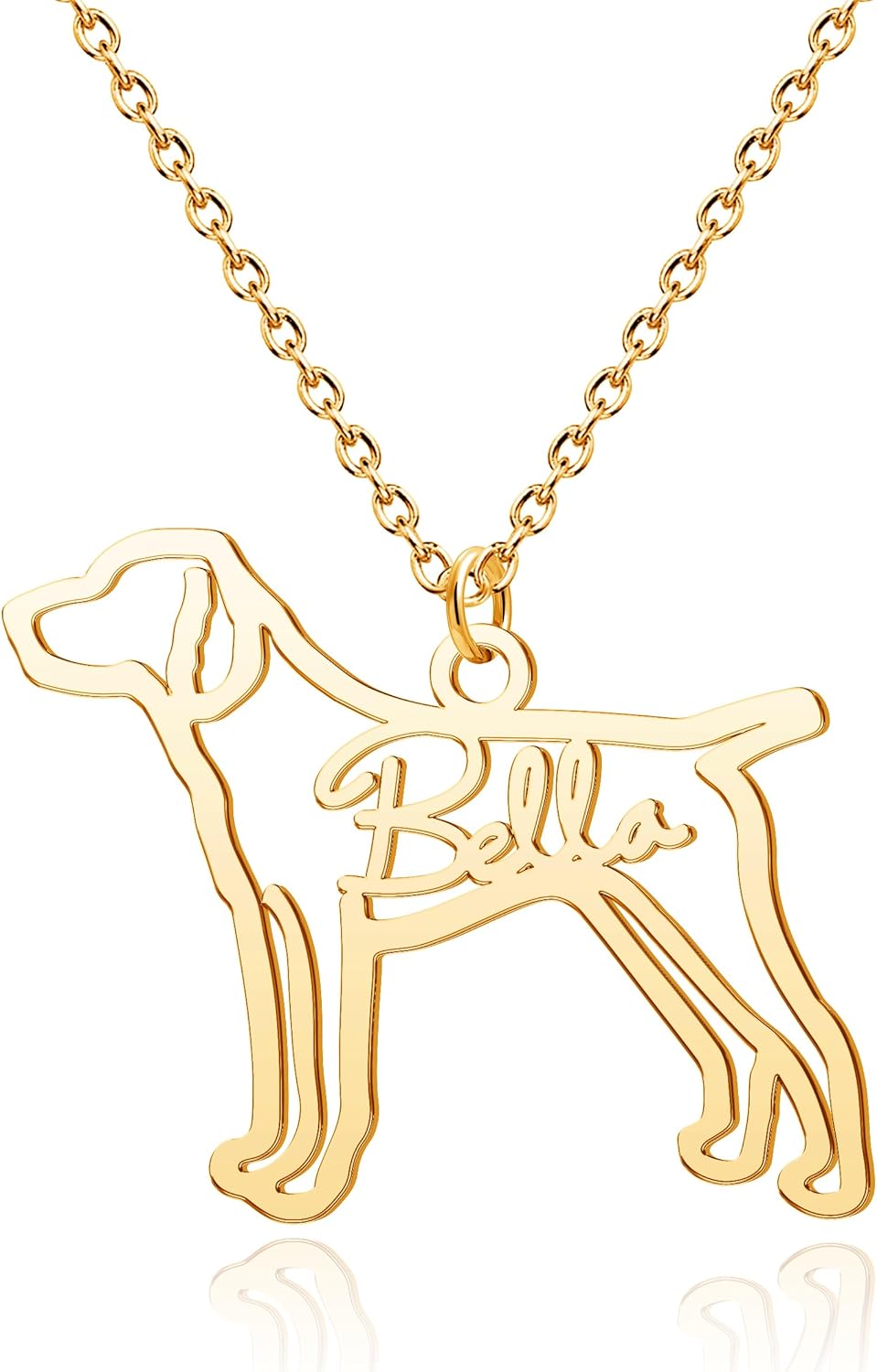 CoolJewelry Custom Dog Breeds Portrait Cat Pet Memorial Name Necklace Dainty Animal Pendant Chain Personalized Jewelry Remembrance Gifts for Dog Lover Women Girls