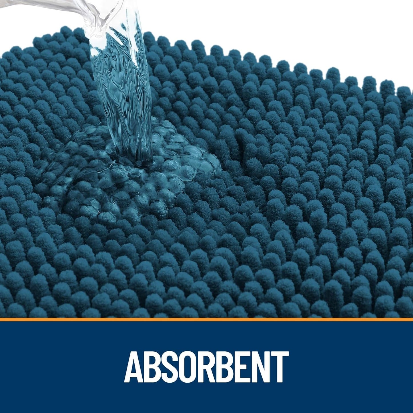 OLANLY Dog Door Mat for Muddy Paws 24x16, Absorbs Moisture and Dirt, Absorbent Non-Slip Washable Doormat, Quick Dry Chenille Mud Mat, Entry Indoor Entryway Carpet for Inside Floor, Atlantic Blue