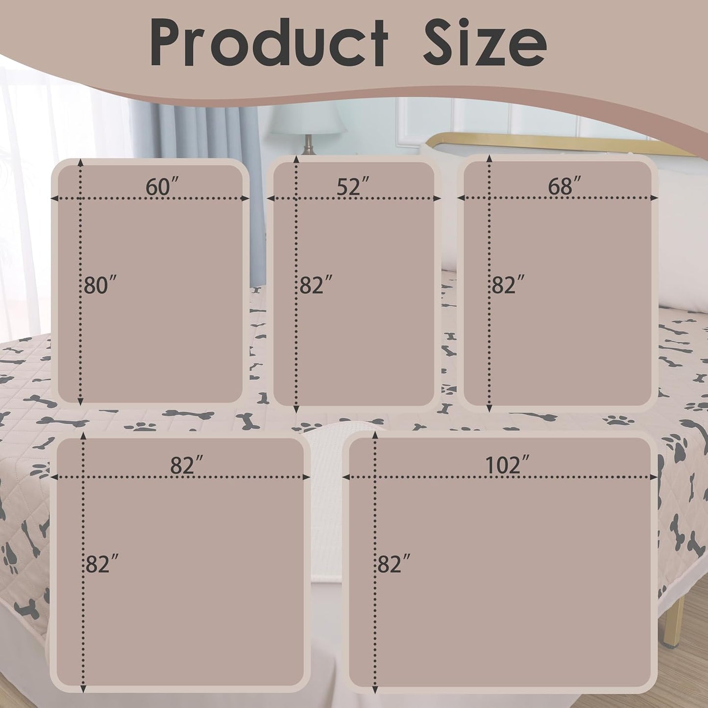 Dog Crate Pee Pads - Wahable Dog Rugs Non-Slip Puppy Pads for Small Dogs, Water Absorb Training Pads (80" x 60", Beige) 1 Pack