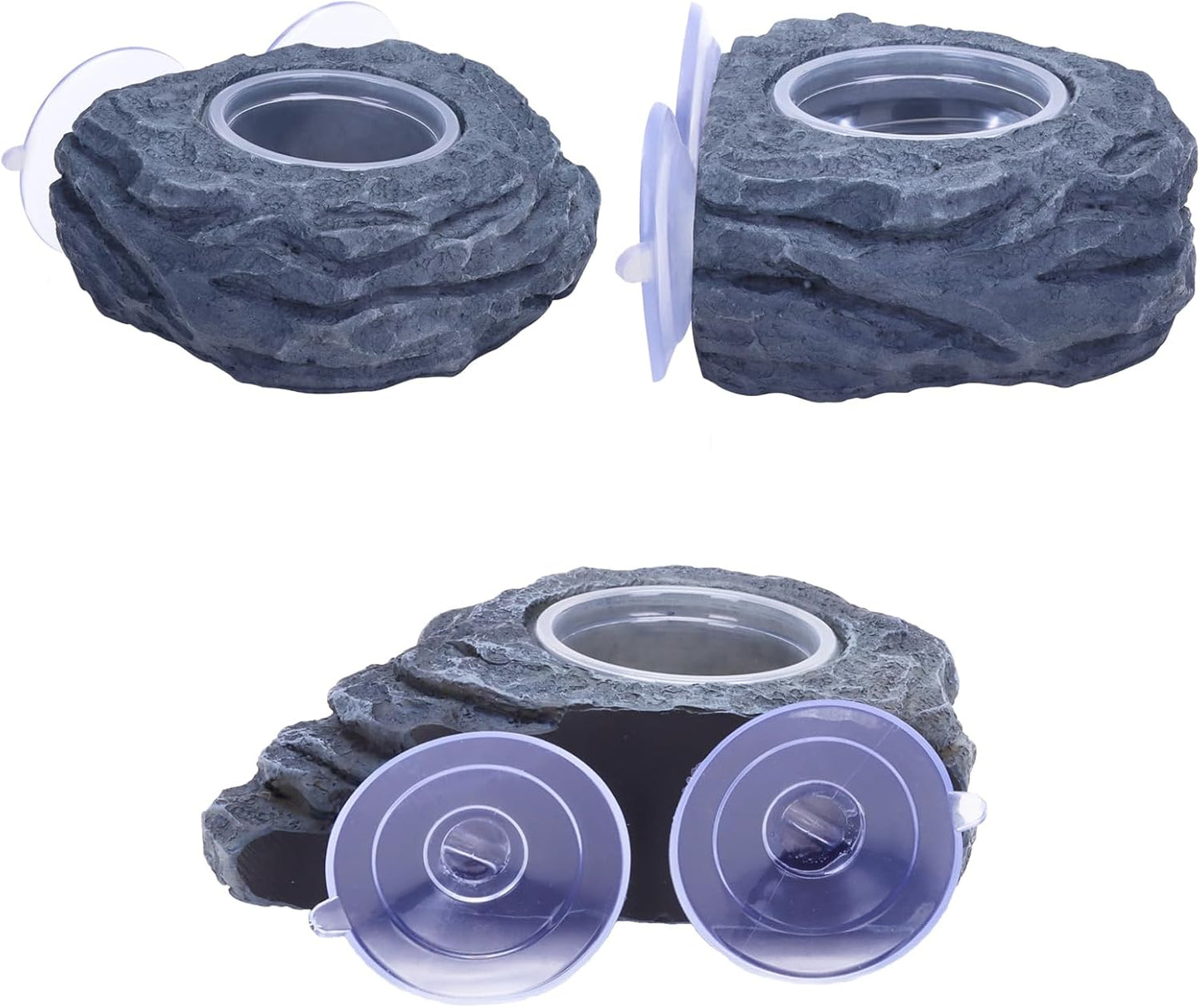 AIICIOO Crested Gecko Feeder Ledge Single Bowl Reptile Food Dish with 3PCS Reptile Feeding Cup Pet Water Dish for Bearded Dragon Snake Frog Tortoise Lizard Chameleon