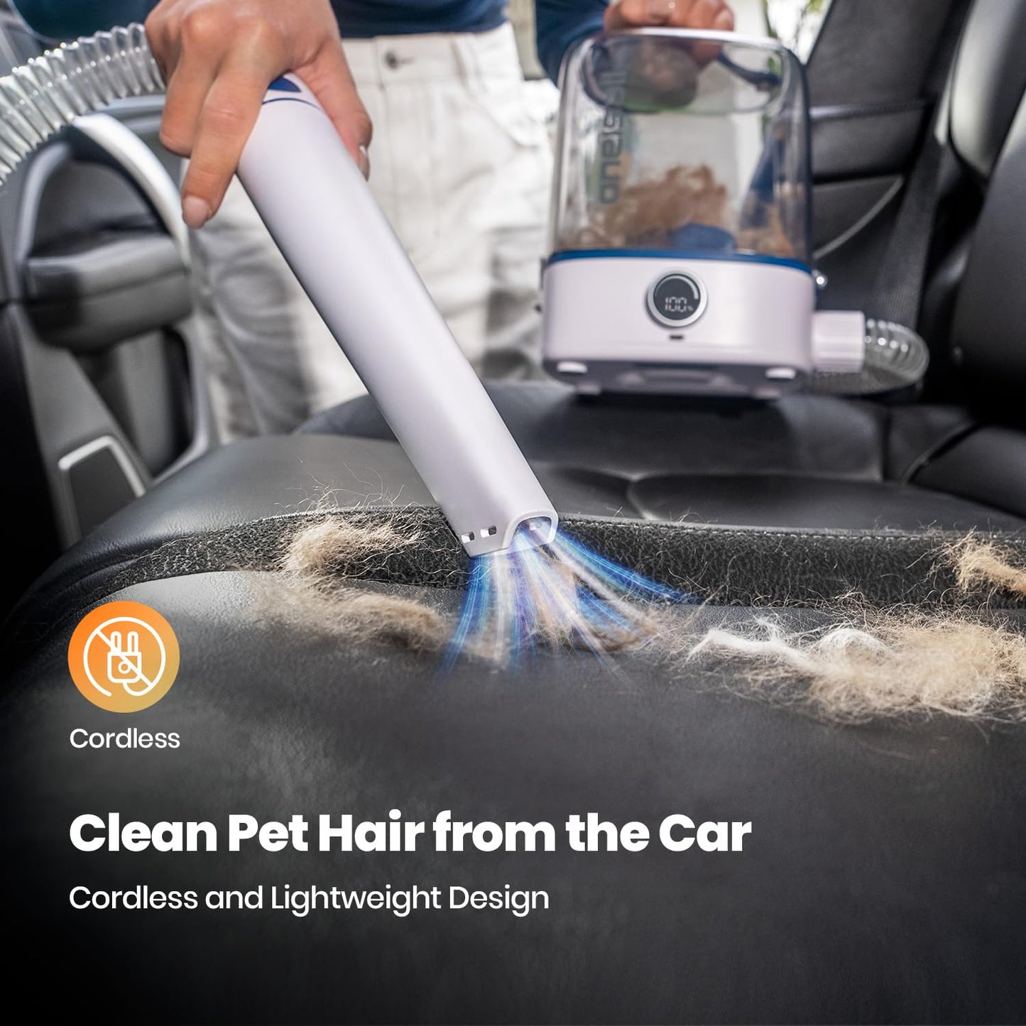 oneisall Cordless Dog Grooming Vacuum Kit, Dog Grooming Kit with 5100mAh & 4-in-1 Pet Tools, 3L Dust Cup, Low Noise for Shedding & Grooming and Suitable for Home/Car Cleaning