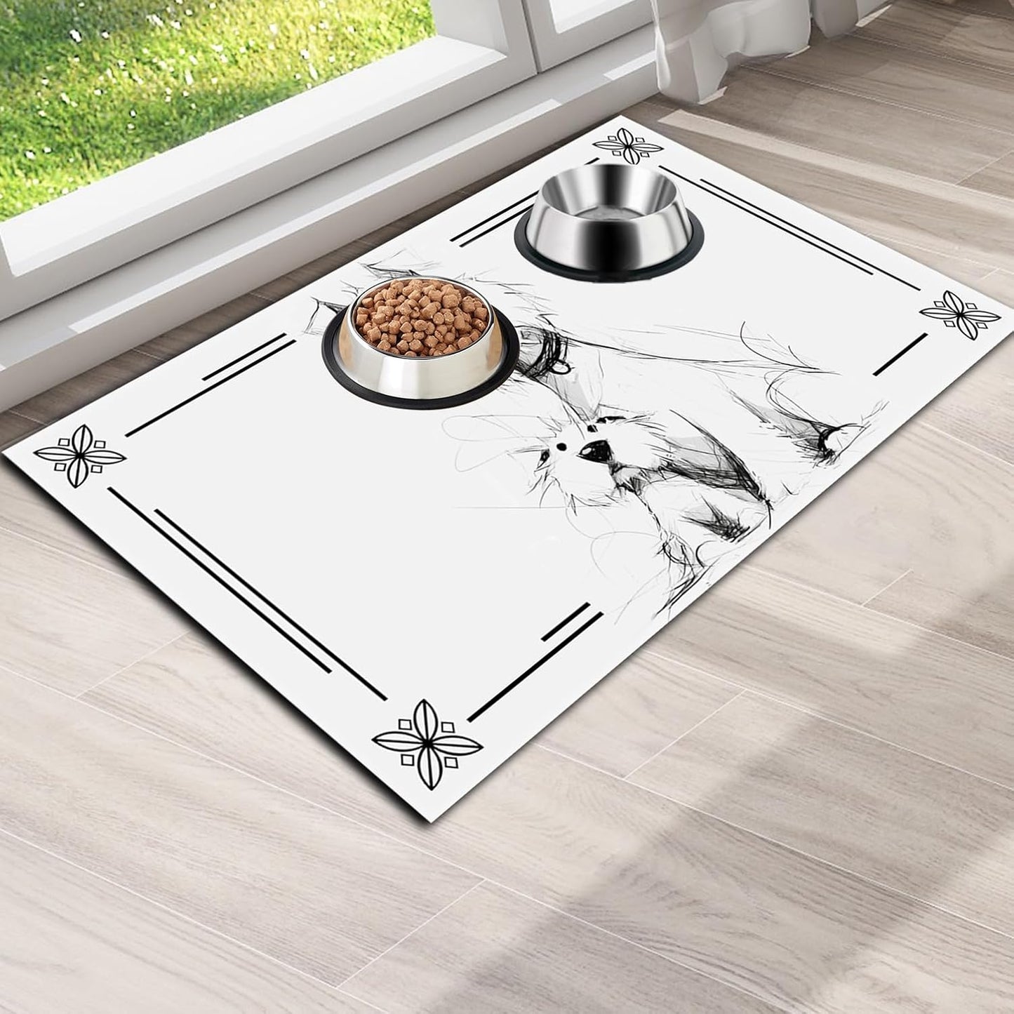 Pet Feeding Mat for Dogs and Cats - Super Absorbent Anti-Slip Bowl Pad, Eco-Friendly Washable Mat to Prevent Spills and Mess Yorkshire Mat 12"x20"