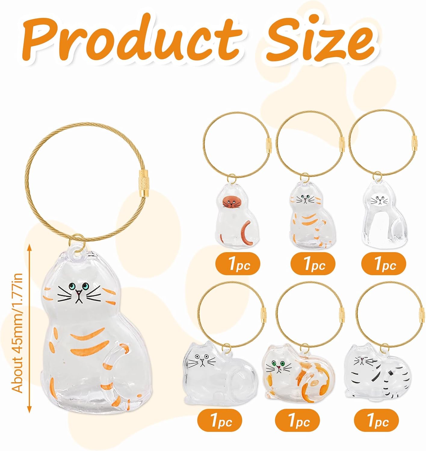 6 Pcs Cat Hair Storage Bottle Keychain, Cute Cat Fur Keepsake, Transparent Cats Hair Storage Box Pendants, Pet Memorial Gifts Accessories For Friends Wallet Backpack Handbag Keychain