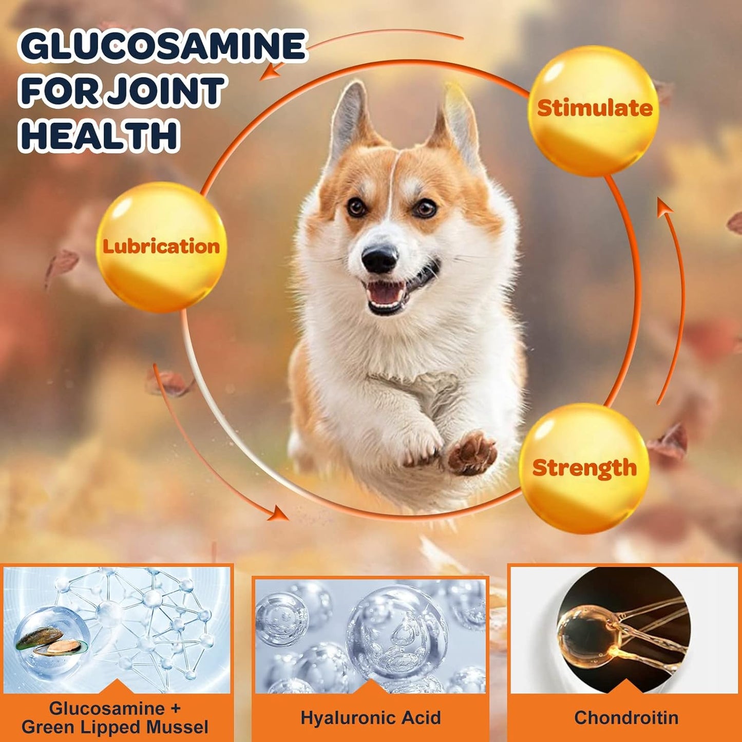 NATURE TARGET Glucosamine Joint Supplement for Dogs, Chondroitin, Omega-3, MSM, Hemp, Turmeric for Pain Relief, Dog Joint Supplement with Calcium for Bone Health, 120 Chicken Flavored Crunchy Chews