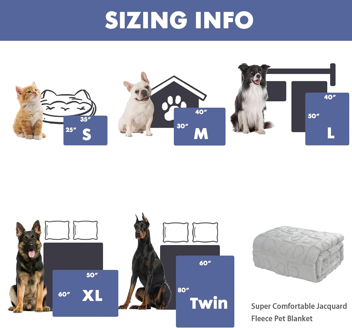 gogobunny Calming Plush Dog Cat Blanket 300GSM Coral Fleece, Ultra-Soft Machine Washable Pet Bedding for Small Medium Dogs Cats Puppies Kittens (Silver, 25x35)