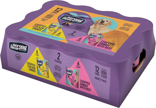 A Strong Heart Wet Dog Food, Chicken & Beef Variety Pack - 13.2 oz Cans (Pack of 12), Made in The USA with Real Chicken & Beef
