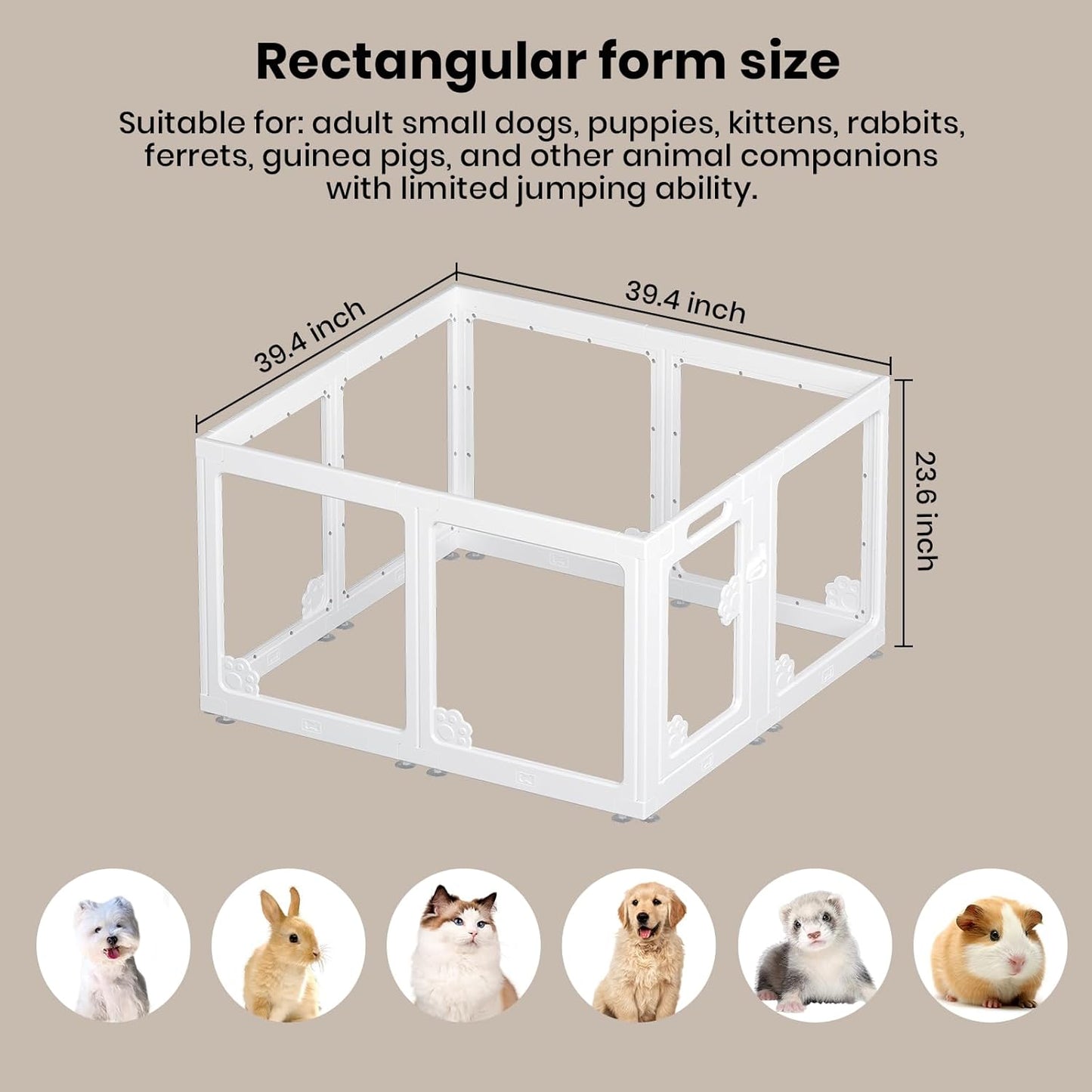 Expandable 8PCS Dog Playpen for Indoors, Modular Puppy Play Pen with Lockable Door, Chew-Proof Transparent Panels & Waterproof Base. Perfect for Small Animals, Puppy Training or Multi-Pet Homes