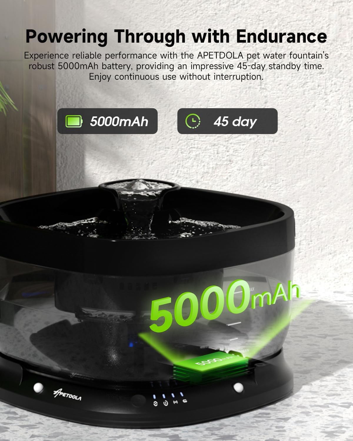 Cordless Cat Water Fountain, 7L Wireless Dog Water Fountain, Battery Operated Pet Water Fountain for Cats Dogs and Multi-Pet Home