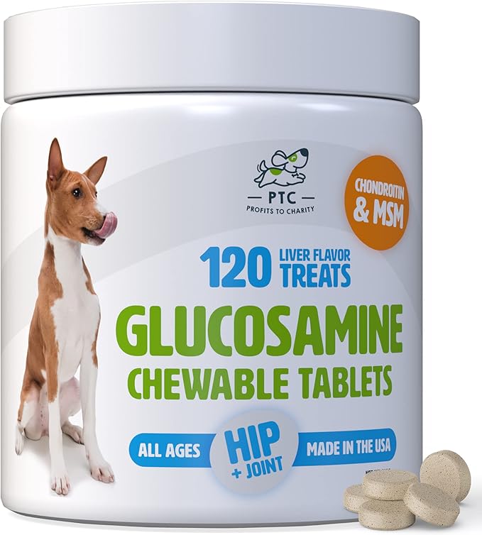 Glucosamine for Dogs with Chondroitin and MSM -Hip and Joint Supplement for Dog Mobility Support and Arthritis Pain Relief -120 Chewable Tablet Treats