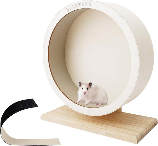 Hamster Silent Exercise Wheel – Wooden Hamster Wheel with Removable Washable Track, Quiet Wheel for Gerbils, Mice, Small Pets – Prevents Boredom Depression（L）