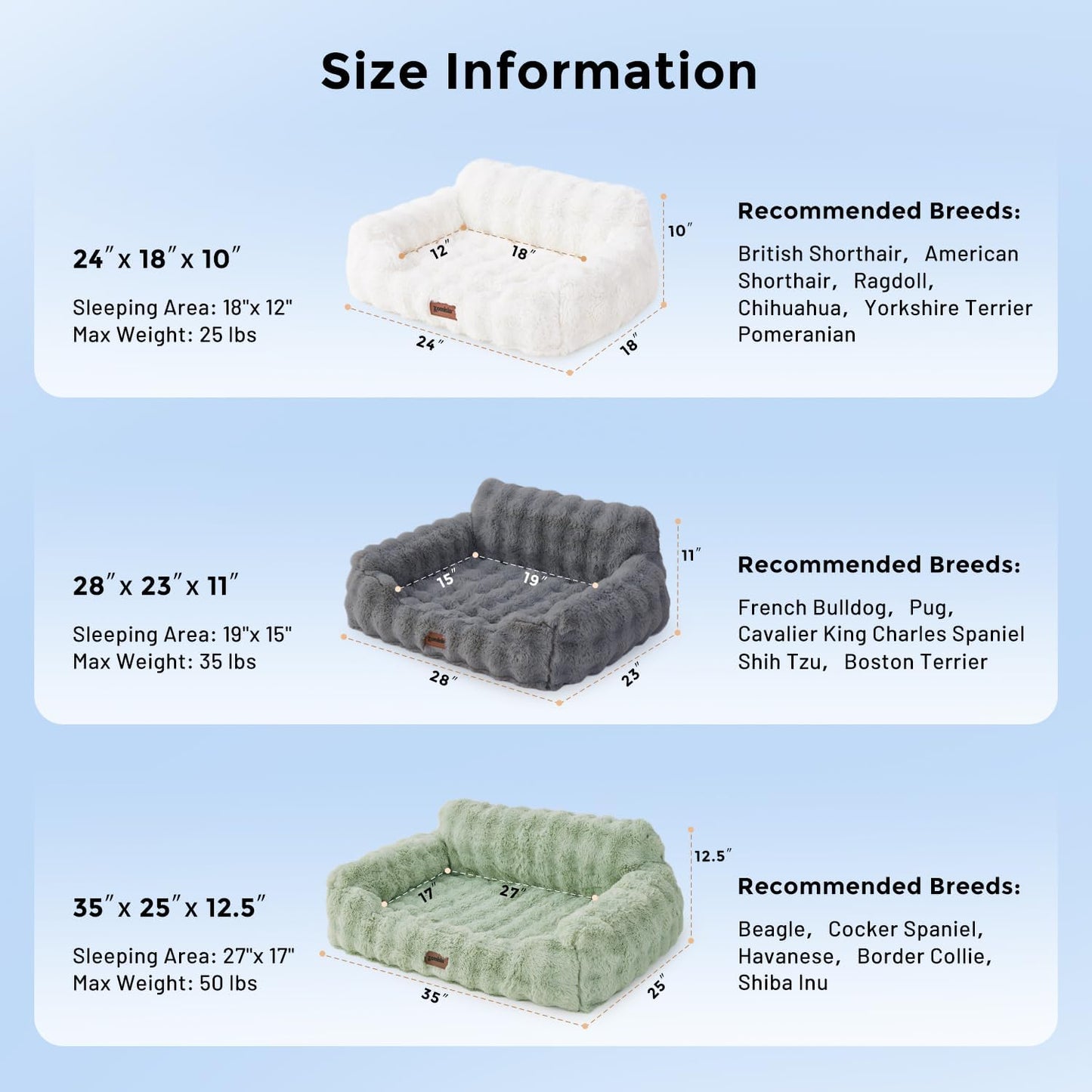Orthopedic Cat Couch Bed for Indoor Cats, Cute Small Dog Sofa with Supportive Egg Foam, Fluffy Faux Fur Removable Washable Cover and Non-Slip Bottom, Sage Green