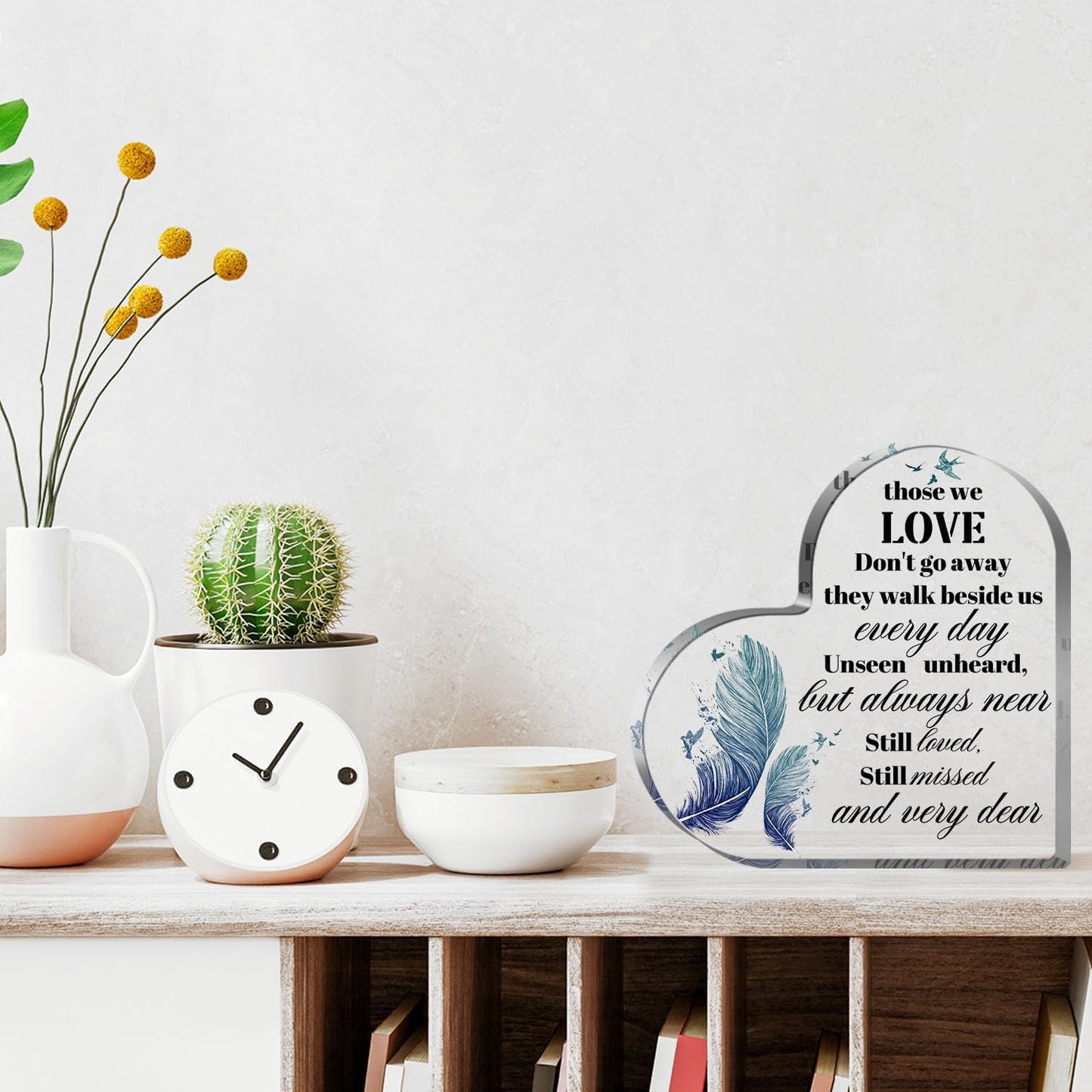 Sympathy Gifts Acrylic Heart Shape Memorial Bereavement Gift Paperweight Remembrance Decorations Funeral Grief Condolence Memorial Ornaments for Loss of Loved One of Mother Father