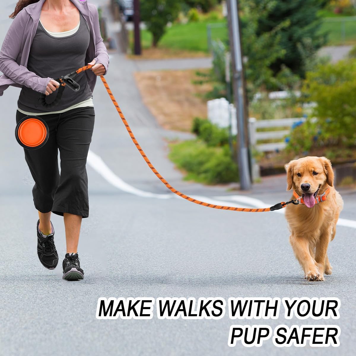 BARKBAY Dog Leashes for Large Dogs Heavy Duty Dog Leash 4/5/6 FT with Comfortable Padded Handle and Highly Reflective Threads for Medium Large Dogs Walking Training Running (6FT-1/2'',Orange)