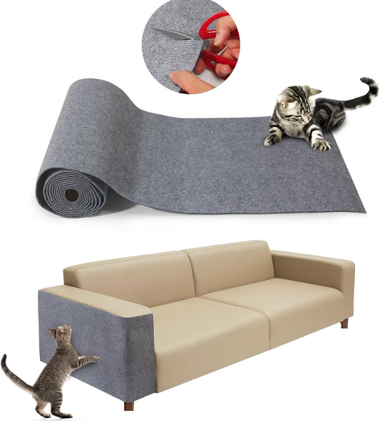 Large 118.1"x15.8" Cat Scratching Mat - Carpet with Self-Adhesive Trimmable-Adhesive Carpet, Cat Scratch Furniture Protector Replacement for Cat Tree Shelf Shelves Couch Furniture DIY Protector