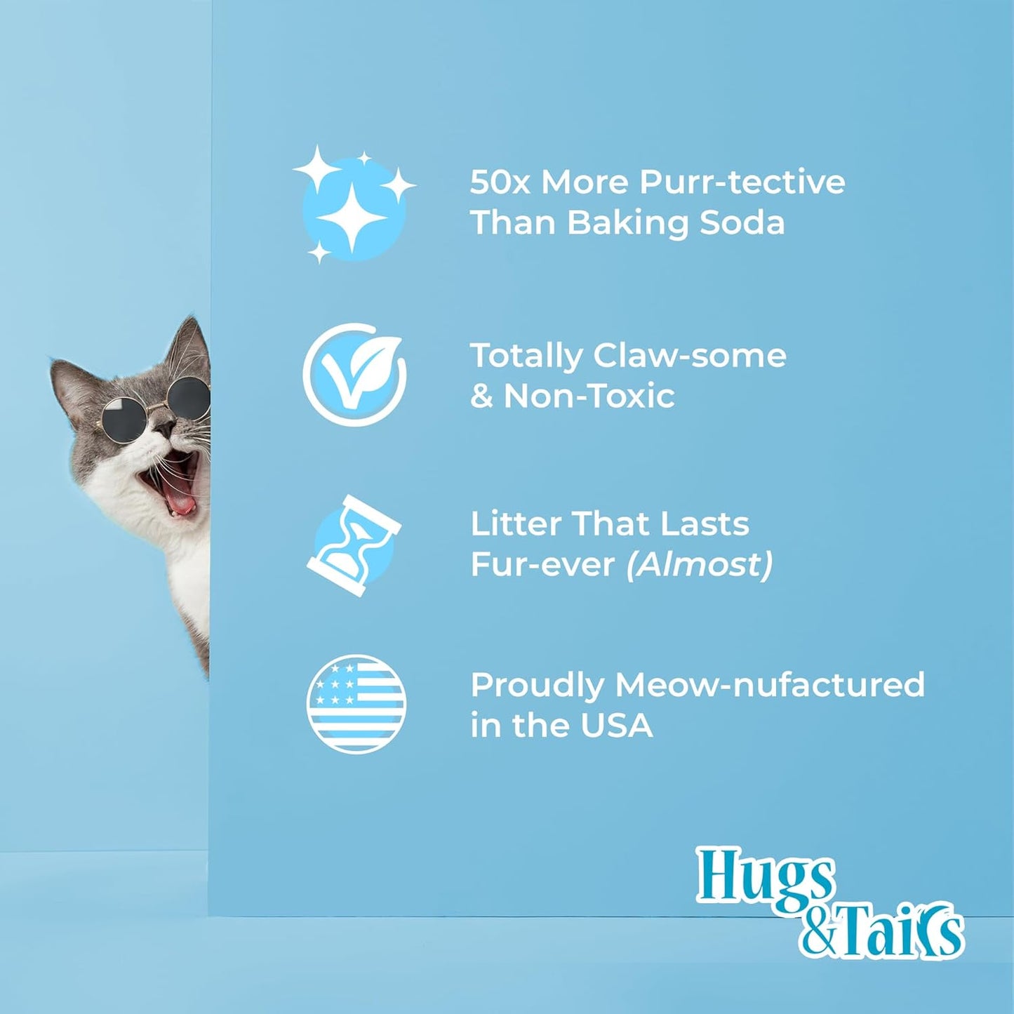 Cat Litter Deodorizer – Pet Safe Odor Eliminator & Housebreaking Supplies for Cats, Kittens, & Small Pets – Natural, Unscented, Non Toxic, Low Dust, 2 lbs, by HugsandTails