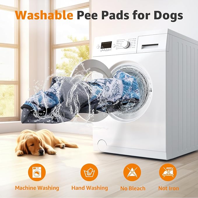 LOOBANI Washable Pee Pads for Dogs, 2 Pack Super Absorbent Reusable Puppy Pads Leakproof Dog Traning Pads, Waterproof Non-Slip Whelping Pad for Floor, Playpen, Crate, Couch-72 x72 (Blue)