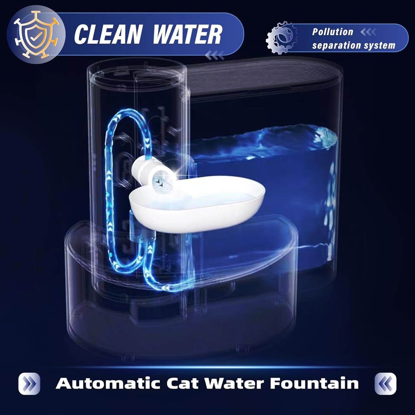 Cat Water Fountain - 3000ml Automatic Pet Drinking Fountain for Cats and Dogs, Ultra Quiet Pump, Water Level Window, No Filter Needed