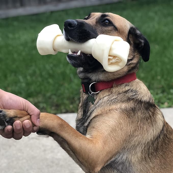 Pet Factory 100% Made in USA Beefhide 4-5" Knotted Bones Dog Chew Treats - Natural Flavor, 8 Count/1 Pack