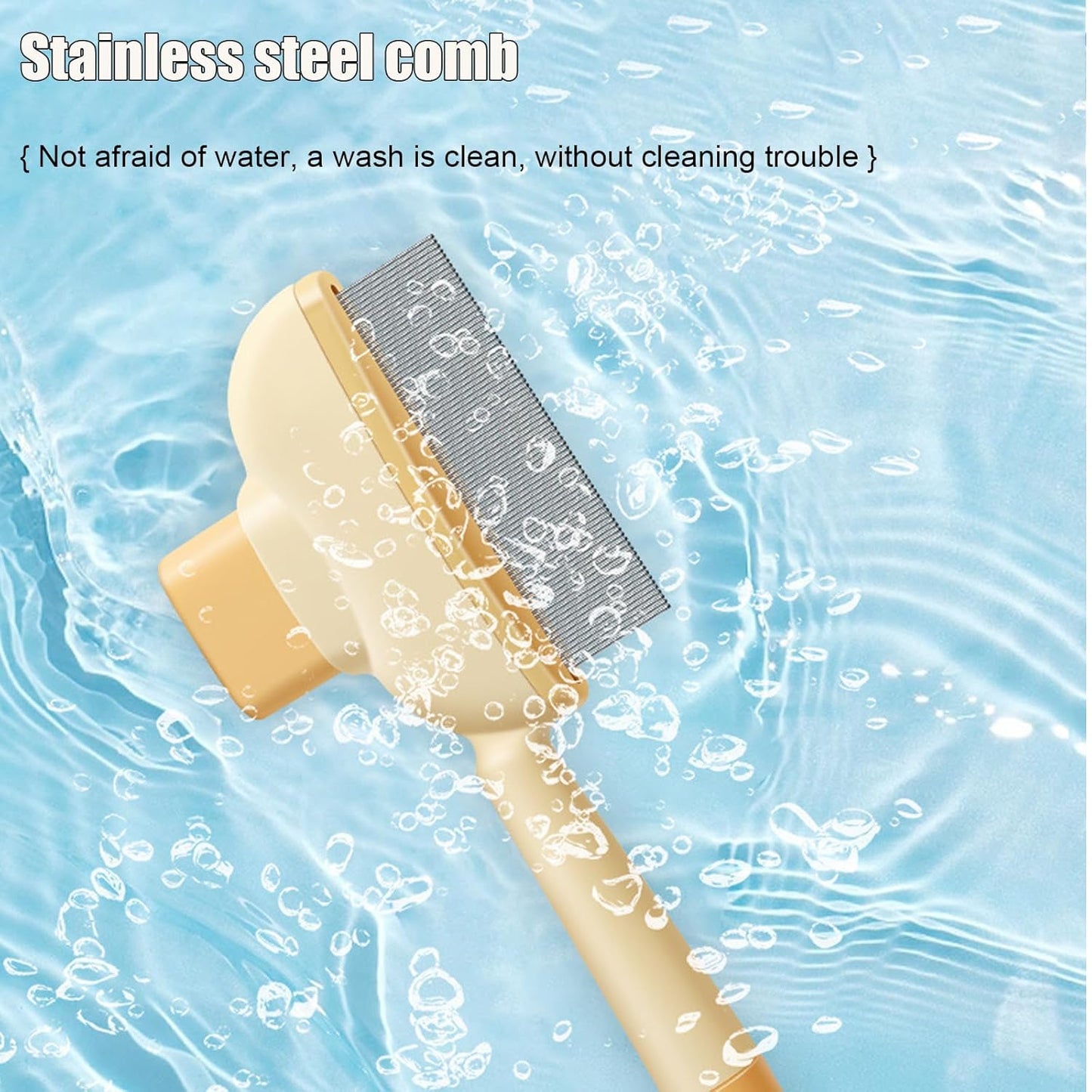 Flea Comb for Cats Dogs Brush for Shedding Pet Hair Removal Comb with Long & Short Stainless Steel Teeth for Deshedding