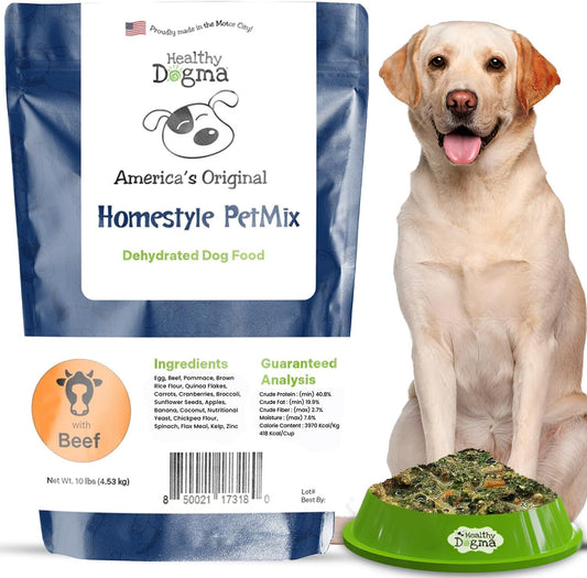 Healthy Dogma - Homestyle PetMix Dehydrated Dog Food with Beef & Raw, Clean Ingredient - No Preservatives, Homemade Dog Food (Homestyle PetMix with Beef, 10 lbs)