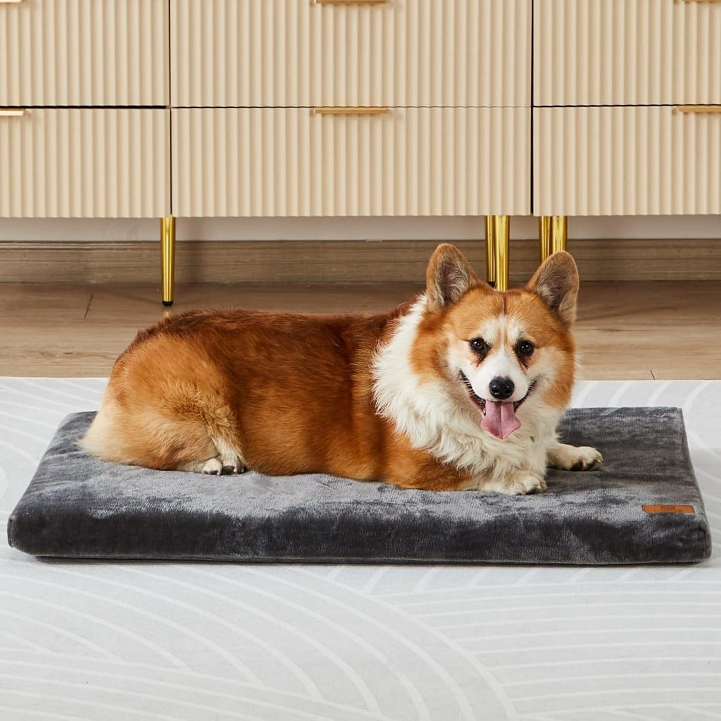 Memory Foam Dog Crate Pad, Medium, 30-inch, Grey - Orthopedic Pet Bed Mat with Waterproof Lining, Removable Washable Cover, for Dogs & Cats