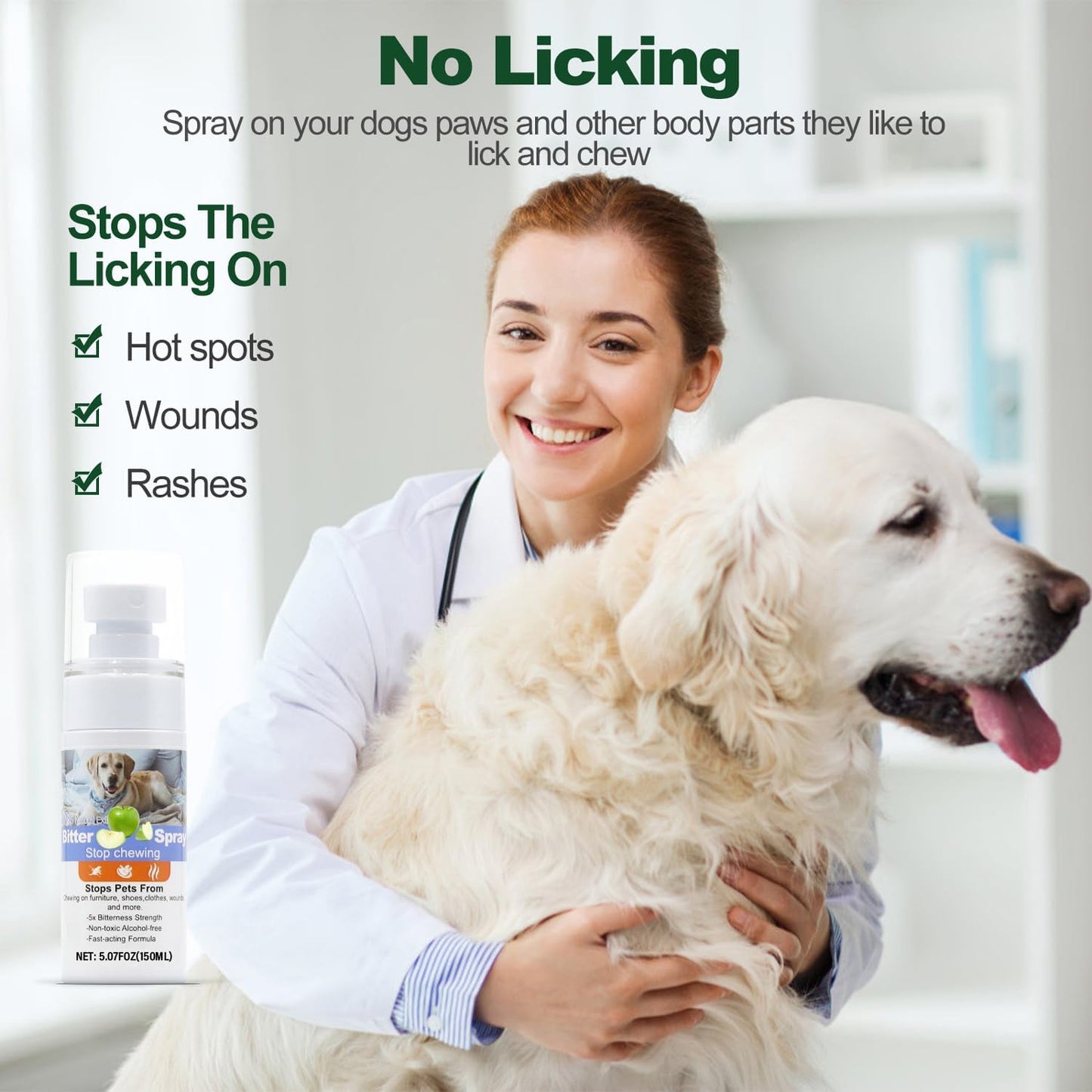 Effectively | Bitter Apple Spray for Dogs to Stop Chewing, NO Chew Spray for Dogs Protect The Safety of Furniture and Your Belongings, Prevent Licking Injuries (Blue, M)