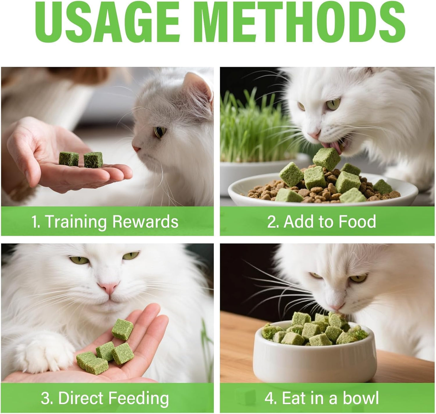 Natural Cat Grass Treats for Indoor Cats | Salmon & Catnip Dental Snacks | Hairball Control & Teeth Cleaning | Freeze-Dried Training Rewards