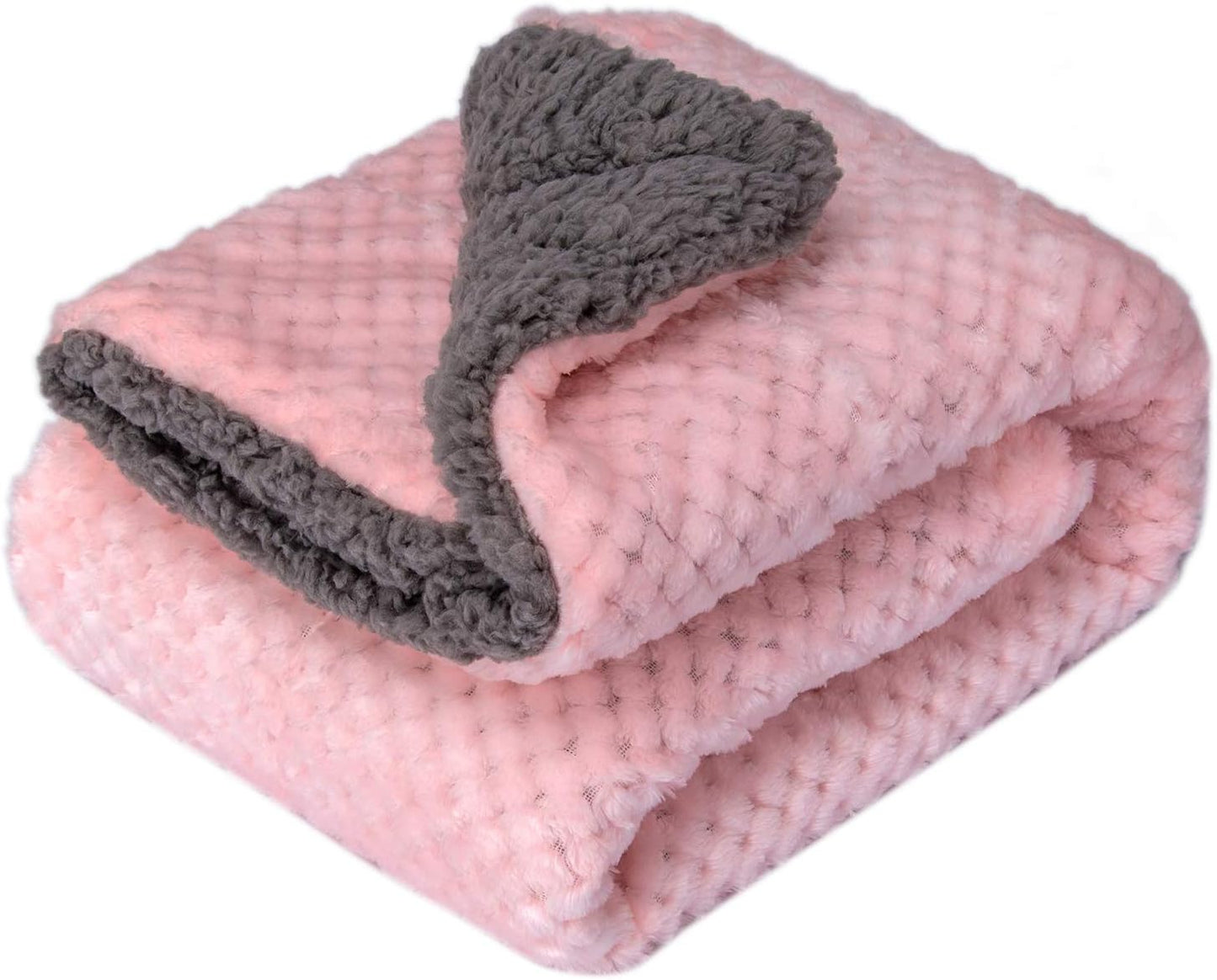 Fuzzy Blanket or Fluffy Blanket for Baby Girl or boy, Soft Warm Cozy Coral Fleece Toddler, Infant or Newborn Receiving Blanket for Crib, Stroller, Travel, Outdoor (40" x 48", DG-Baby Pink)