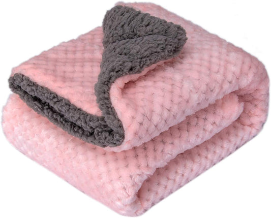 Fuzzy Blanket or Fluffy Blanket for Baby Girl or boy, Soft Warm Cozy Coral Fleece Toddler, Infant or Newborn Receiving Blanket for Crib, Stroller, Travel, Outdoor (40" x 48", DG-Baby Pink)