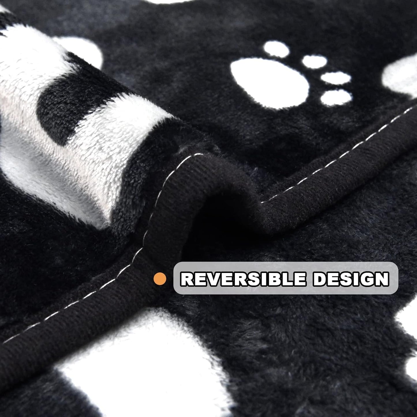 Dog Blanket, Soft Fleece Dog Blankets for Small Medium Dogs, Fluffy Flannel Pet Cat Puppy Blanket Mat Cover for Bed Couch, Cute Paw Print Throw Blanket for Dogs, Black 40"X30"