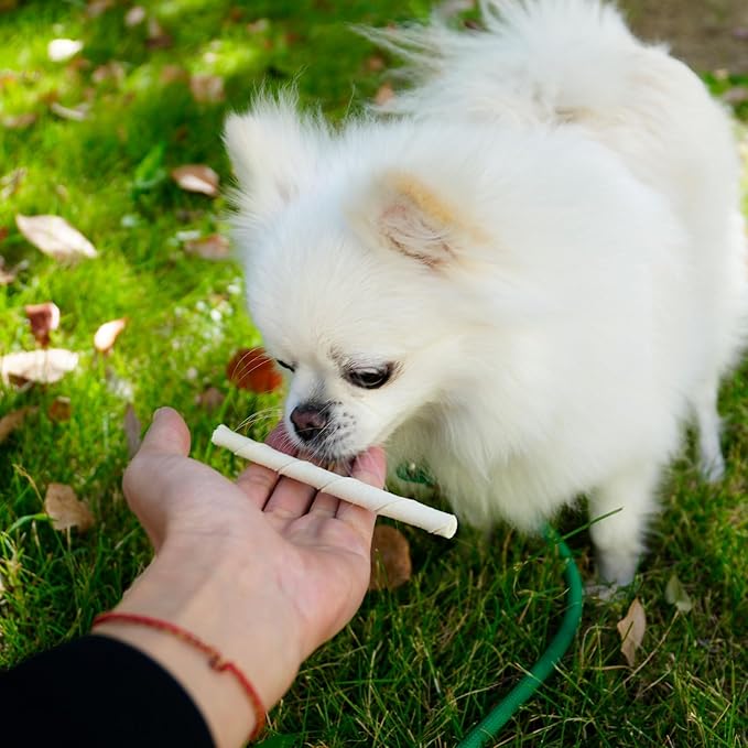 MON2SUN Dog Rawhide Twist Sticks Natural 5 Inch Thin Sticks Rawhide Chews Treats for Puppy and Small Dogs 60 Count, 12.7oz