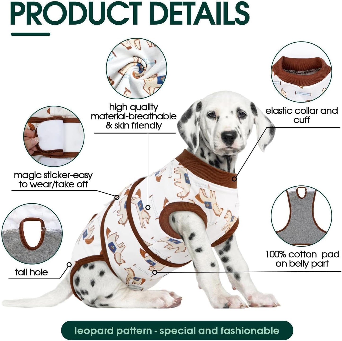 Kuoser Dog Recovery Suit for Post-Surgery Care, Spay Neuter Bodysuit for Female & Male Dogs, Anti-Licking Surgical Onesie, Snug Fit for Abdominal Wound Protection & Skin Healing, BrownPony XL