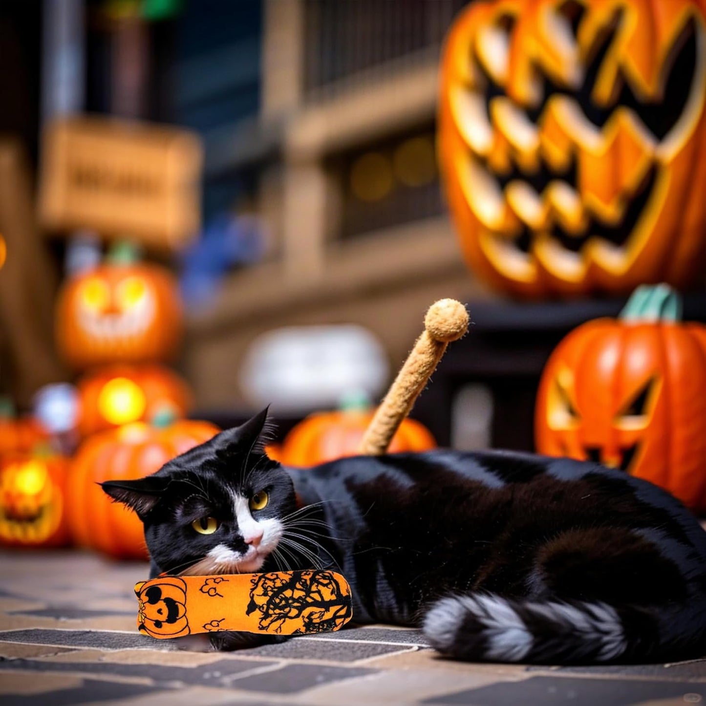 PET SHOW 8 Pack Halloween Cat Kicker With Catnip Crinkle Sound for Indoor Cats - Cute Ghost Pumpkin Plush Kittens Shape Natural Interactive Pet Kitty Toy