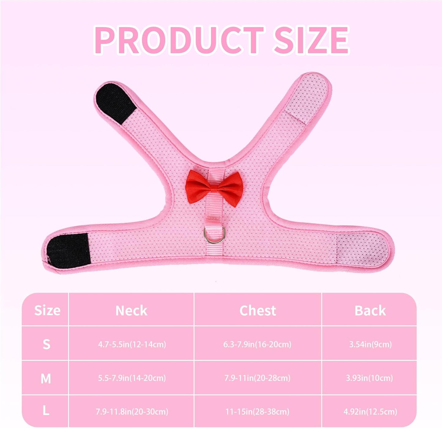 AIITLE Rabbit Harness and Leash Set with Cute Bow, Soft Breathable Mesh Vest Harness for Rabbits Kitten Ferret Puppy Small Pets Walking Supplies Pink S