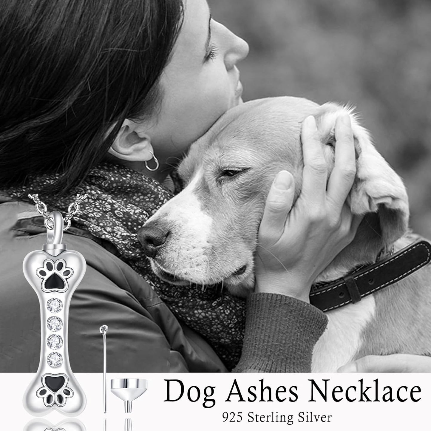 Dreamboat Pet Crematian Urn Necklace for Dog Cat Ashes 925 Sterling Silver Paw Print Keepsake Pendant Jewelry Gifts for Women Men