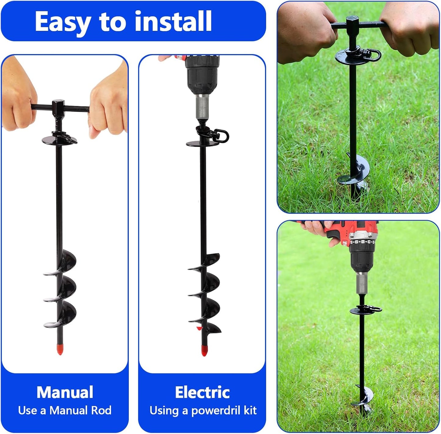 Heavy Duty Dog Tie Out Cable and Stake,30FT Rust Proof Dog Tether Leads for Yard,360°Swivel Spiral Dogs Stake&Chain Up to 200 lbs, Ground Anchor for Outdoor Beach Camping