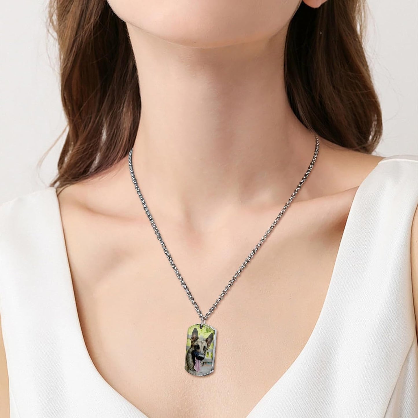 Funnylife Personalized Pet Urn Necklaces for Dog Cat Ashes Custom Photo Text Stainless Steel Cremation Jewelry Pet Loss Memorial Gift