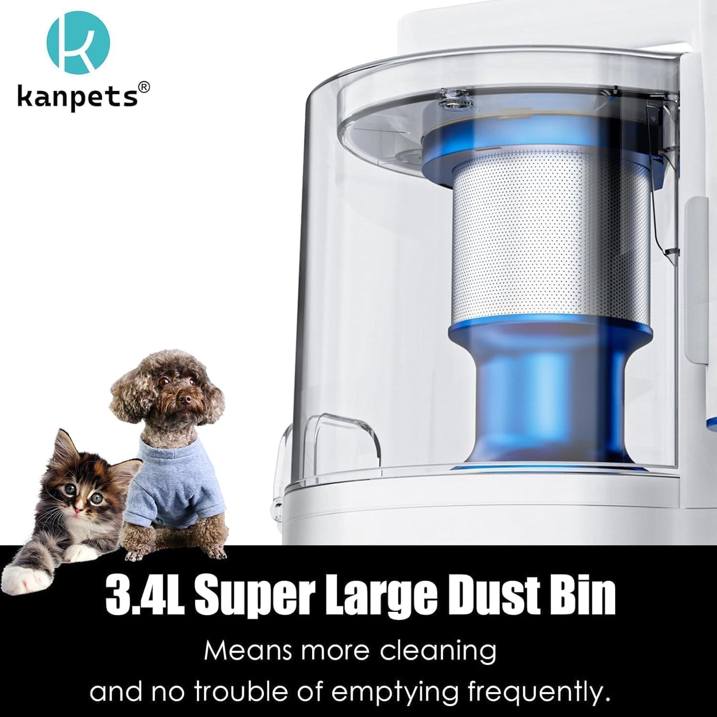 Pet Grooming Kit with 3.4L Oversized Vacuum Suction - 99% Pet Hair Removal - Professional Dog Clippers & Shedding Tools for Cats, Teddy, Poodle, Golden Retrievers