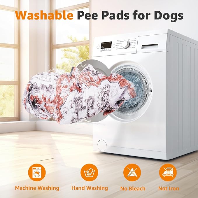 LOOBANI Reusable Pee Pads for Dogs, 2 Pack Super Absorbent Washable Puppy Pads, Waterproof Non-Slip Whelping for Floor Playpen Crate Couch - 41 x 41 (Red-Orange)