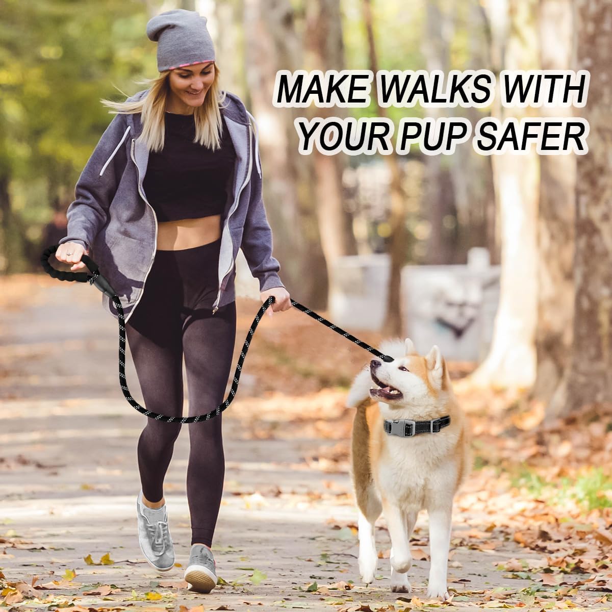 BARKBAY Dog Leashes for Large Dogs Heavy Duty Dog Leash 2 Pack 5 FT with Comfortable Padded Handle Highly Reflective Threads for Medium Large Dogs Walking Training Running (5FT-1/2,Black+Black)