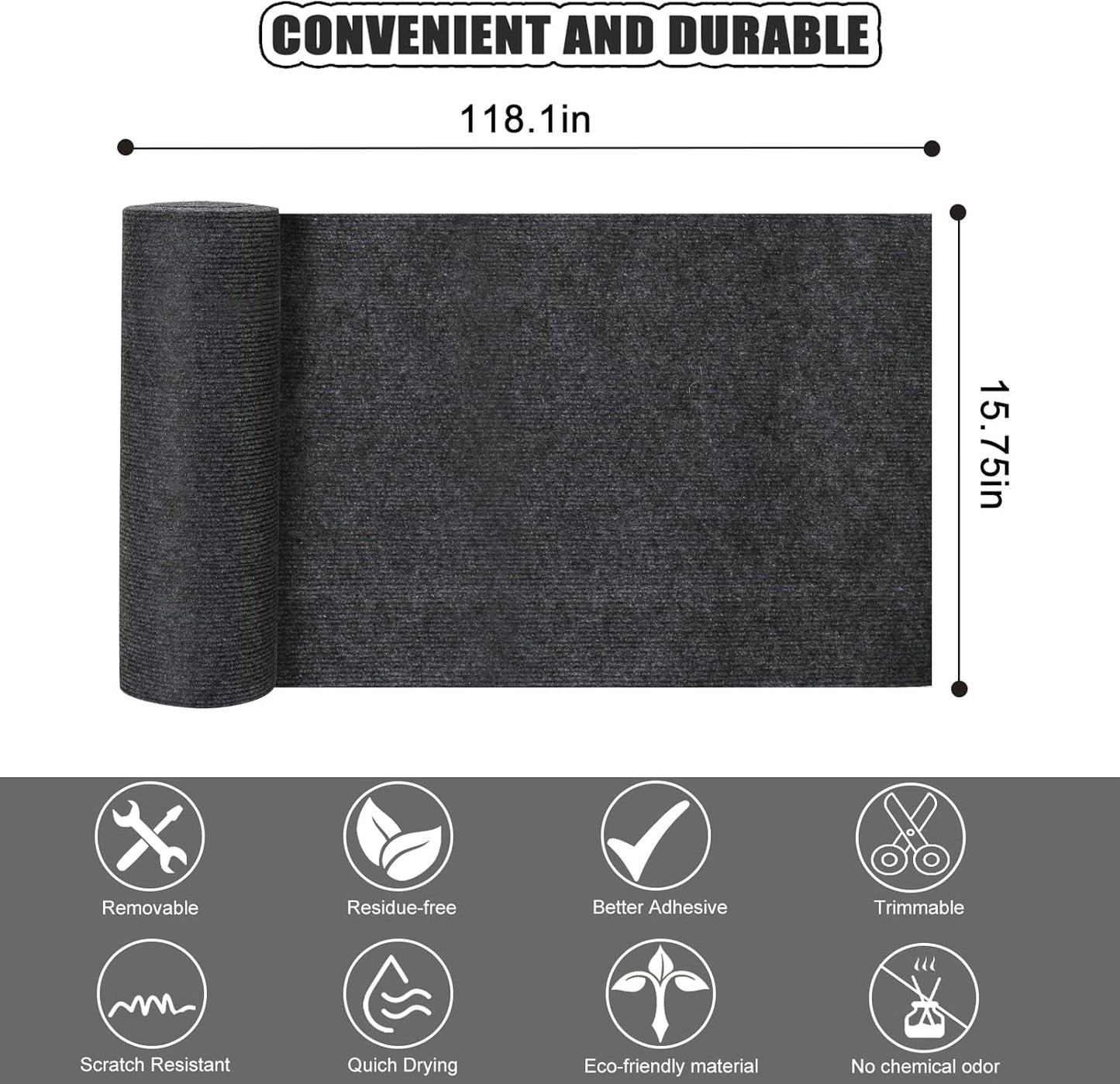 Large 118.1"x15.8" Cat Scratching Mat - Carpet with Self-Adhesive Trimmable-Adhesive Carpet, Cat Scratch Furniture Protector Replacement for Cat Tree Shelf Shelves Couch Furniture DIY Protector