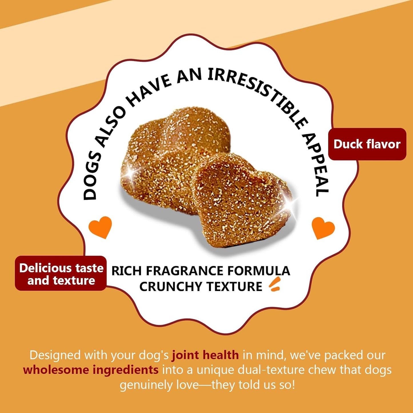 Hip and Joint Supplement for Dogs with Glucosamine, Chondroitin & MSM - Duck Flavor Joint Care Chews, 120 Count - Advanced Mobility Support - Senior Dog Approved (Duck)