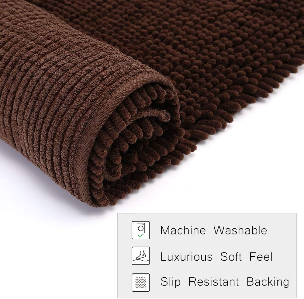 Brown Bathroom Doormat Rugs 20 x 31 Inches Mats Doormat for Entry Home Pet Cat Bed Door Rug Shaggy Chenille Pet Area Rugs Petbed Ultra Soft Water Absorbent Machine Washable Dry (20 x 31 Inches, Brown)