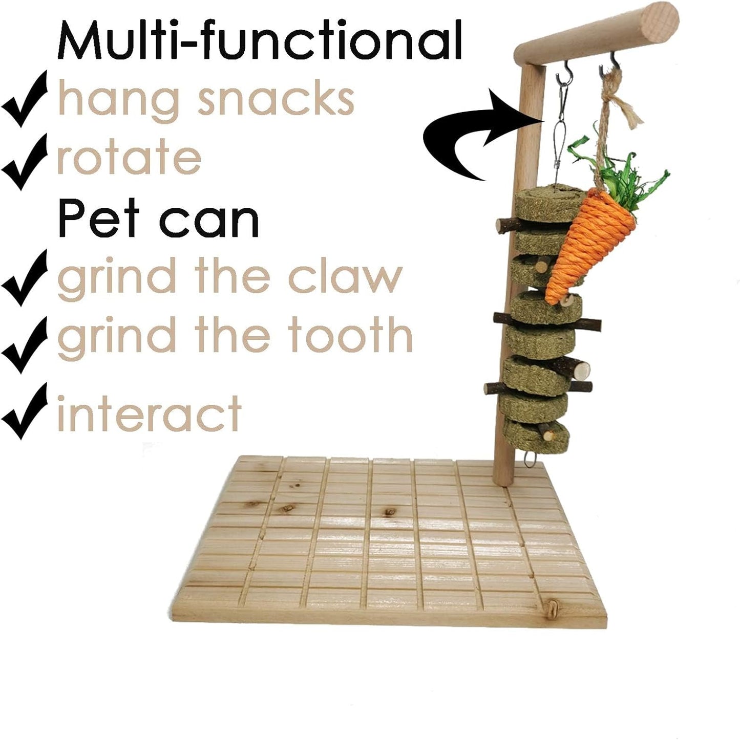 Hamiledyi Bunny Scratching Board Chew Toys Rabbit Wood Toy for Bunnies Boredom Rabbits Toys for Indoor Rotatable Pet Play Toy for Chinchilla Guinea Pigs Hedgehog