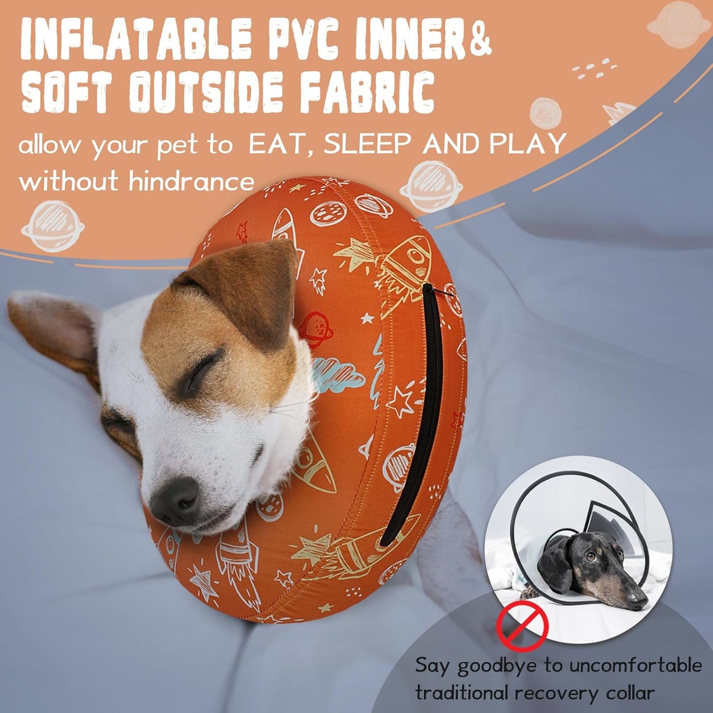 Inflatable Dog Cone Collar for After Surgery, Dog Donut Collar After Surgery, Soft Pet Cone for Small Medium Large Dogs to Stop Licking