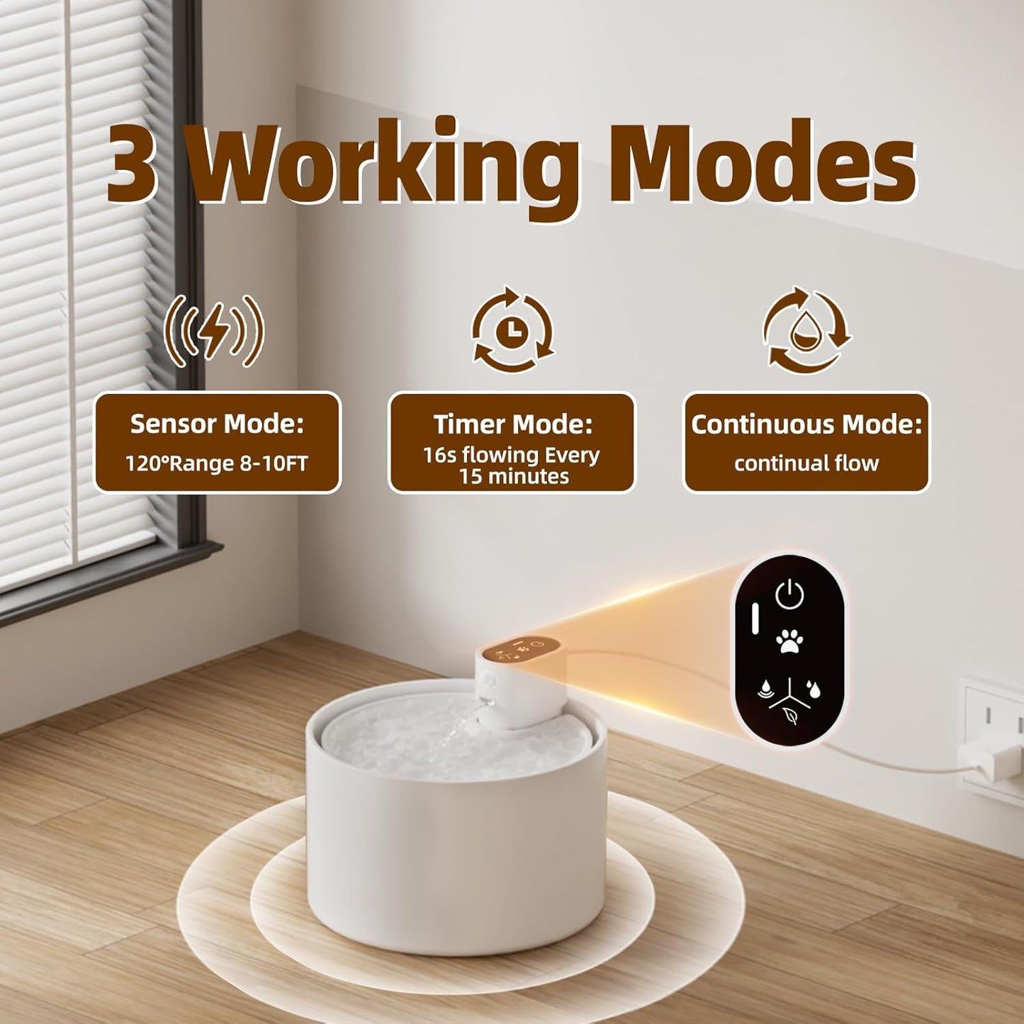 Ceramic Cat Water Fountain,Cat Water Fountain Cordless Automatic with Ultra-Quiet Pump for Cats, Dogs, Multiple Pets