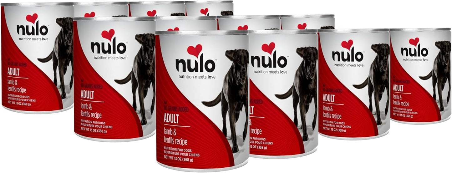 Nulo Grain-Free Lamb & Lentils Recipe Adult Wet Canned Dog Food, 13 Ounce, 12 Cans