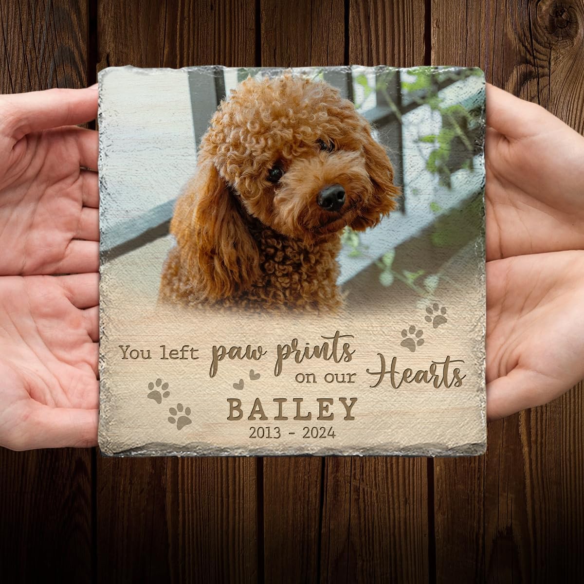 Personalized Pet Memorial Stones for Dogs - Dog Picture Frame Plaque - Square Stone as Dog Lovers Gifts for Women - Garden Decor for Cemetery
